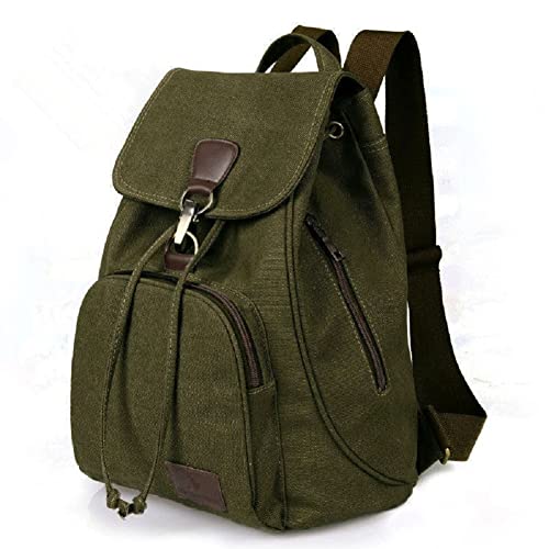 WWHATE Mochila de lona para mujer, estilo vintage, de gran capacidad, mochila escolar para niñas, mochila informal para el trabajo, escuela, universidad, viajes, uso diario, Ejercito Verde, 30*15*34cm