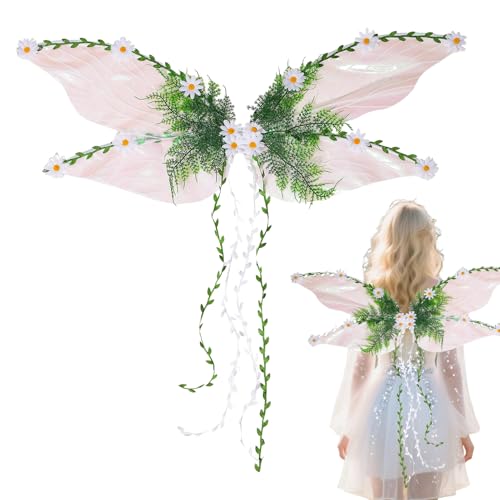 Ailes de fée papillon 3D avec fleurs et feuilles pour costume et déguisement de fête