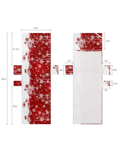 Christmas Beach Lounge Chair Towel Cover, Soft Chaise Lounge Towel with Side Pockets Patio Pool Chairs Cover for Beach/Pool Sunbathing 29x85 Red Christmas Balls White Winter Snowflake