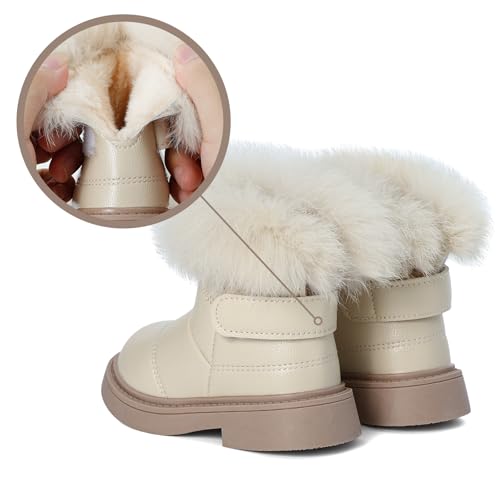 MK MATT KEELY Girl's Snow Boots Warm Fur Lining Non-Slip Ankle Boots Winter PU Leather Waterproof Boots for Toddlers/Little Kid 5