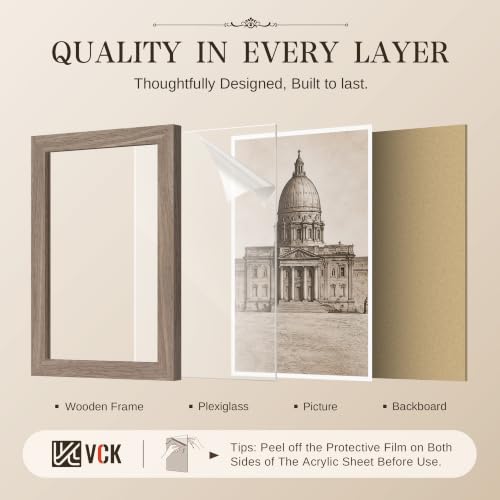 Image of VCK 14x22 Picture Frame Set of 3, Walnut Wood Frames for Wall Decor