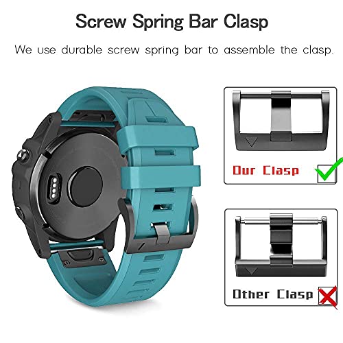 Image of NotoCity Compatible Fenix 5X Plus Bands Fenix 7X Sport Silicone Replacement Watch Strap for Garmin Fenix 5X /Fenix 5X Plus /Fenix 6X /Fenix 6X Pro /Fenix 3 /HR /Descent MK1 /D2 Delta PX /D2 Charlie(Rock Blue)