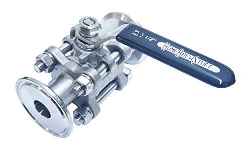 HomeBrewStuff Delux Stainless Steel Three Piece Sanitary Tri Clamp Clover Ball Valve (50.5mm Ferrule)