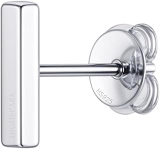 HIGHSPARK 925 Silver Men's Tiny Rectangular Bar Stud Earring | 92.5 Sterling Silver & Stunning Shine | Single Stud for Men... Price In India