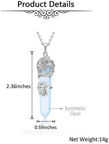 JOVIVI Amethyst Healing Crystal Point Pendant Necklace for Women, Silver Flower Wrapped Purple Hexagonal Energy Healing Stone Chakra Necklace Gemstone Balancing Jewellery Gifts