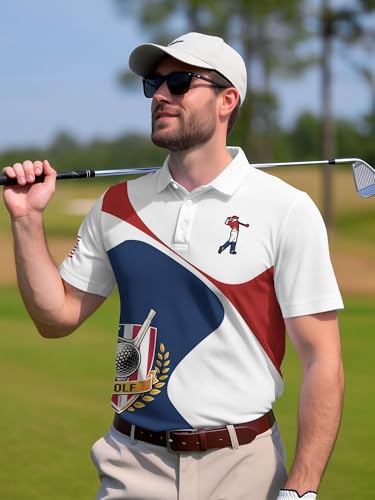 Image of PAGYMO Funny Golf Shirts for Men Crazy Printed Pattern Novelty Moisture Wicking Performance Mens Polo Shirt