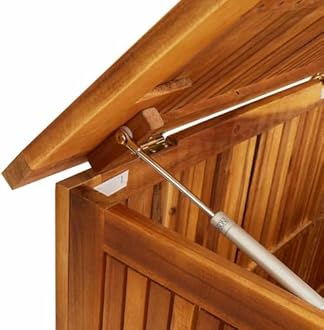 vidaXL Outdoor Storage Box, Deck Box with Gas-Lift Lid, Storage Chest with Water-Resistant Zippered Bag Inside, 59.1''x19.7''x22.8'', Solid Acacia Wood