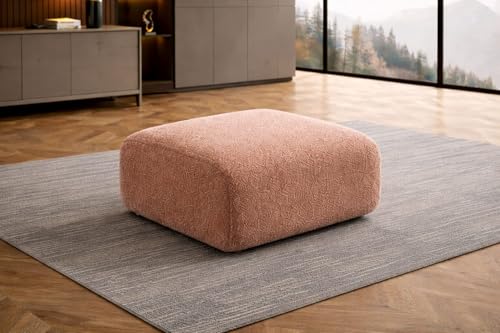 Image of Modern Sofa, Teddy Fabric, Chesterfield Style, Wooden Legs, for Living Room, Bedroom, Hallways (3+1+Ottoman, Ashrose)