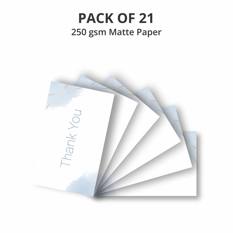 RV PIXORA STUDIO Pack of 21 Thank You Cards (9 x 6 Inch) | 250 GSM Matte Finish Premium Cards | Minimal Elegant Design for Business, Wedding & Gift Use.