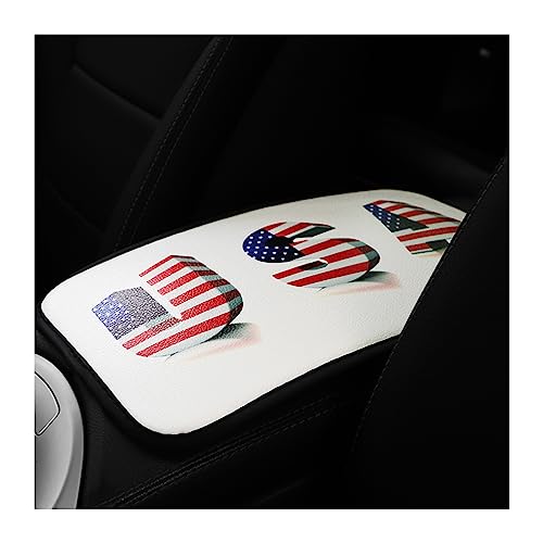 American Flag Center Console Pad, Auto Armrest Seat Box Cover for Women Men, Polyester Decorative Cushion Protector Pad, Patriotic Car Interior Protection Accessories for Most Vehicle (Style G)