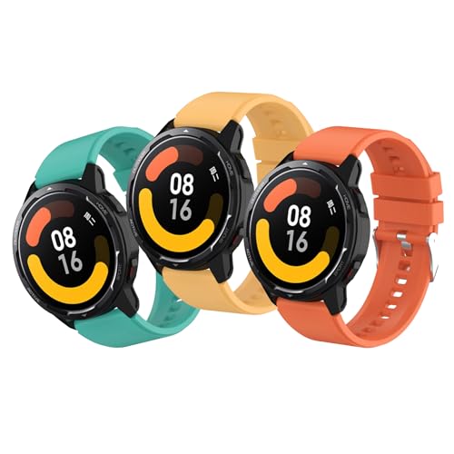 MIJOBS 3 Piezas Correas Deportivas de Silicone para Xiaomi Watch Active, S1/S2, S1 Pro y Mi Watch, 22MM