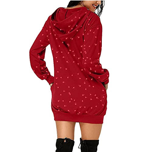 Luciava Vestido com capuz Merry Christmas Papai Noel estampado para mulheres, moletom com corte de P