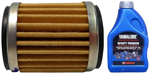 Image of Yamaha Yamalube Sport Motorcycle Premium 4 Stroke Fully Synthetic Engine Oil & Oil Filter /Cleaner Element Assy