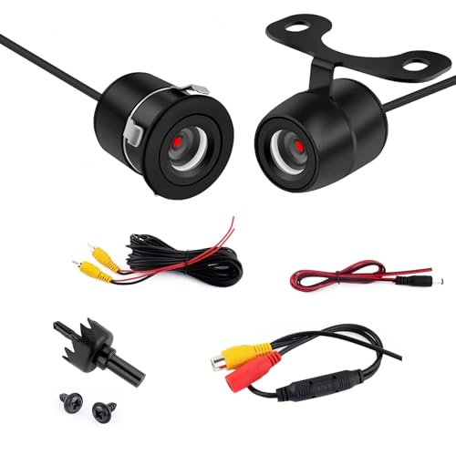 Image of Car Backup Camera, IP68 Waterproof HD Night Vision Camera, 170 Degree Wide-Angle Blind Spot Reduction Rear View Camera with Mounting Bracket Wire Harness, Universal for Cars Trucks (Black)