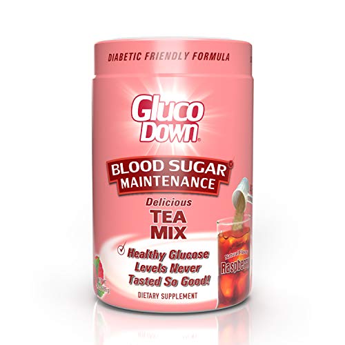 GlucoDown Diabetic Friendly Beverage, Maintain Healthy Blood Sugar, Delicious Raspberry Tea (45-Serving Container)