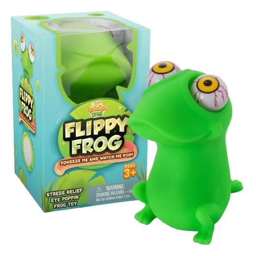 Squishy Eye Popping Flippy Frog - Large Squeeze - Stress Relief Toy - Latex Free Peepers Fidget - Anxiety Reducer Sensory Play - Great Gift for Toddlers Boys and Girls - Suitable for Autism and ADHD