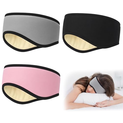 Chicingyou 3 Pcs Soundproof Ear Muffs Noise Cancelling Soft Ear Muffs for Men Women Sleeping Home Study Travel Fits All Heads(Pink，Black，Gray)
