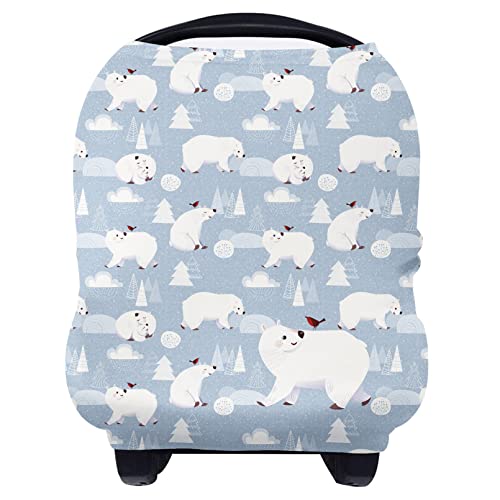 Image of Yoofoss Nursing Cover Breastfeeding Scarf - Baby Car Seat Covers, Infant Stroller Cover, Strechy Carseat Canopy for Boys and Girls (Polar Bear)