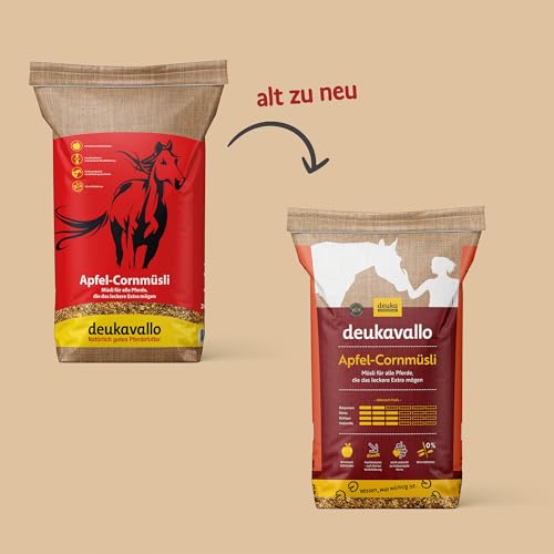 deukavallo Apfel-Cornmüsli 20 kg | Pferdemüsli | Pferdefutter | Eiweißreduziertes Pferdemüsli mit leckerem Apfel | Pferde Ergänzungsfutter…