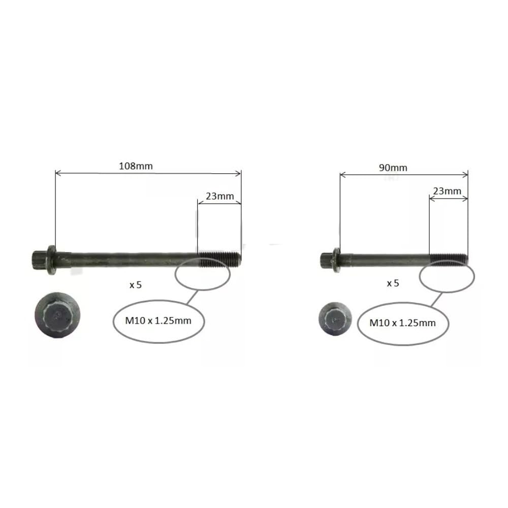 90910-02120 10x Cylinder Head Bolt Set Compatible with Toyota 4AFE 7AFE Corolla Celica 90109-10058 90910-02121