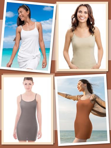 Image of WILLBOND 3 Pieces Women Basic Long Tanks Adjustable Spaghetti Strap Camisole Top