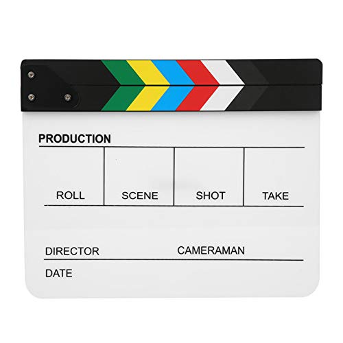 30x25CM Acrylic Clapperboard with Magnet - for Movie Production and Photography Enthusiasts (Color Strip whiteboard (PAV1CWE3))