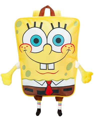 SPONGEBOB SQUAREPANTS Mochila escolar infantil de Bob Esponja para niño, mochila infantil con brazos y piernas 3D, talla única