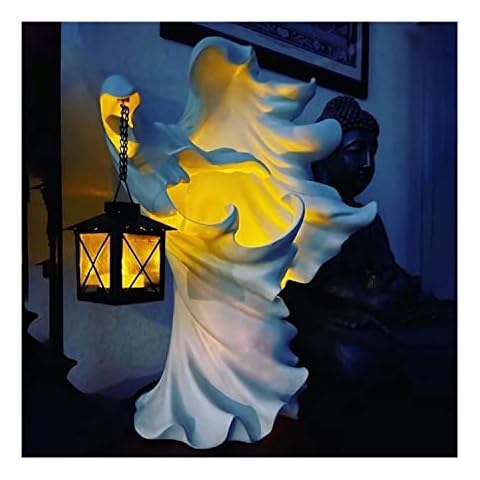 2023 New Hell's Messenger with Lantern, Vintage Resin Halloween Witch Small Lantern Decorations, Strong and Durable Witch Statues for Home Outside Yard Lawn Garden Party Halloween Decor (WHITE) Cover