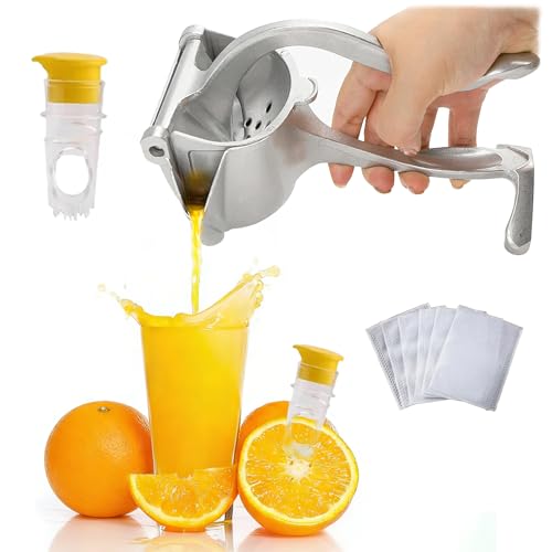 Manual Lemon Squeezer Juicer, Metal Citrus Press for Oranges, Limes, and Lemons, Safe and Efficient Heavy Duty Hand Juicer for Extracting Juices