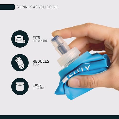 Image of FITLY Soft Flask - 12 oz (350 ml)- Shrink As You Drink Pocket Soft Water Bottle for Hydration Pack /Running Vest- Folding Water Bottle for Running, Hiking, Cycling - Ski Water Bottles (FLASK350)