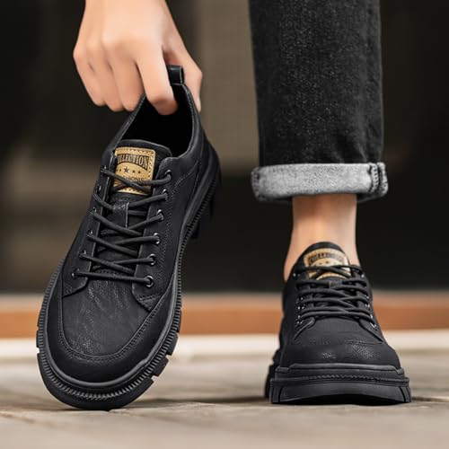 Men's Casual Shoes, Stylish Embossed Crocodile Print Sneakers, Soft Leather Walking Shoes and Work Boot - Style Loafers with Durable Outsole2