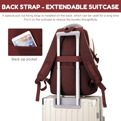 Image of PALAY Backpack Bags for Women with Small Zipper Pouch College Bag for Women, Laptop Bag with Cute Accessory 18.1 Inch Bookbags Backpack for School, Camping, Travel (Red)
