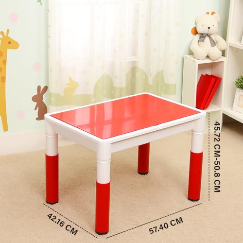 Amazon Brand - Supples Kids Study Table and Chair Set | Durable & Multi-Purpose Plastic Table & Chair Set for 2+ Years Baby | Rectangular Shape | White & Red - Image 4 thumbnail