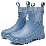 GURGER Botas de Agua Mujer Chelsea Zapatos de Lluvia Impermeable Wellington Botines de Goma para Uso Diario y Exterior, Azul 39, 255