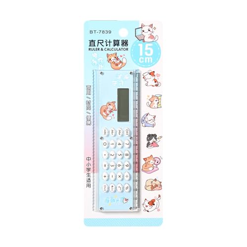 Calculadora Portátil Elegante Regla Linda Portátil Material Acrílico Alta Transparente Llaves de Silicona Diseño de Batería Externa(Azul), Pequeña Calculadora,