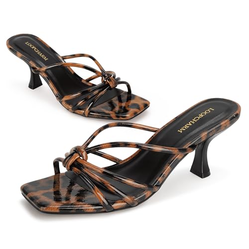 Image of Women's Strappy Square Open Toe Kitten Heels Sandals Knotted Design Summer Fashion Slip On Mule Style