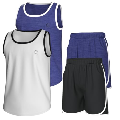 Ensemble de vêtements pour garçon short avec poches et t-shirt athlétique 4 pièces