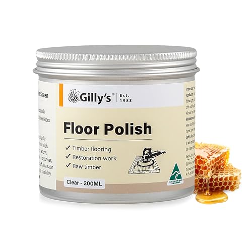 Gilly's Floor Polish Clear 200ml - Beeswax-Based Timber Nourishing Polish for Raw Timber Floors | Soft Sheen, Easy Buffing, Quick Drying | Protects and Restores Natural Wood Grain