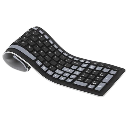 Clavier sans fil en silicone pliable VALICLUD 107 touches 2.4G étanche noir pour le bureau
