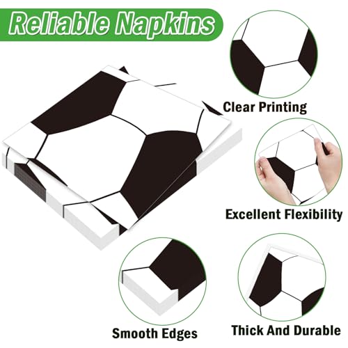 Image of Qyeahkj 100 Pcs Soccer Party Plates and Napkins Set, Sports Birthday Party Supplies, Soccer Ball Disposable Paper Dessert Cake Dinnerware Tableware, Serves 25