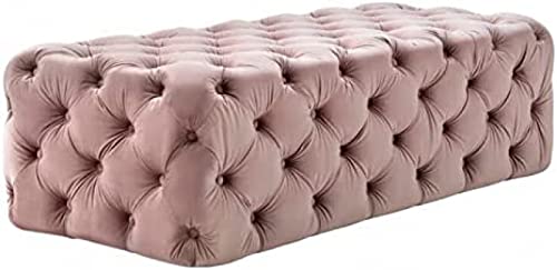 MSHGSKU Banco Moderno de Terciopelo para Zapatos - Otomana Multifuncional para Dormitorio, Lujoso reposapiés Acolchado, Rosa, 90x45x40cm - Elegante solución de Almacenamiento y Asiento par