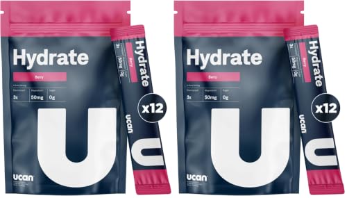 Image of UCAN Hydrate Electrolyte Drink Mix (Berry, 12 Stickpacks) Sugar-Free, Keto-Friendly, Vegan, Non-GMO, Gluten-Free Electrolyte Powder with Potassium & Magnesium for Runners & Athletes (Pack of 2)