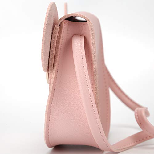 QiMing Mouse Ears Bow Crossbody Bag, Bolso de PU para niños, niñas y niños pequeños