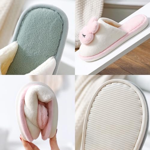 Cute Bunny Plush Slippers Sleeping Rabbit Animal Stuff Slippers Warm Winter Wear Home Cozy Furry Fluffy Fuzzy Shoes4