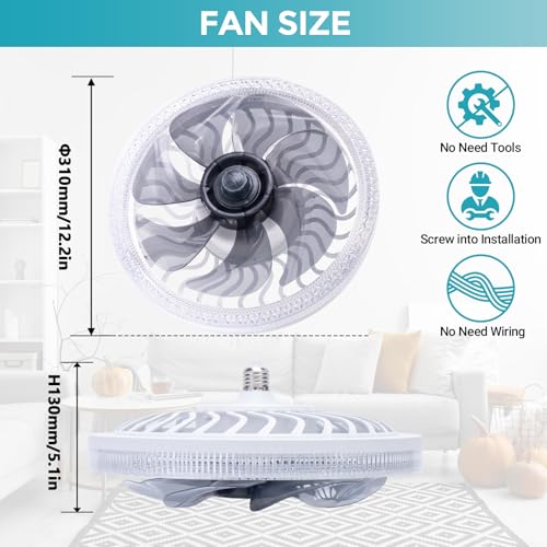 Ventilateur de plafond à intensité variable 3000-6000K et 4 vitesses réglables - 2