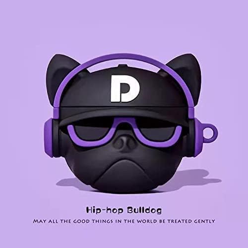 Image of Silicone Case Compatible for Apple Airpods 4 (2024) Cute Design for AirPods 4 with Active Noise Cancellation (ANC) with Keychain Hook Shockproof Protective Case (Hip Hop Purple Dog)