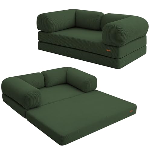Consejos para Comprar Sofa Cama en L los más solicitados. 49 COMAX - Sofá cama de futón, 4 en 1, plegable, sofá cama tamaño Queen con reposabrazos en forma de L, silla plegable convertible, cama, colchón plegable y plegable, cómodo...
