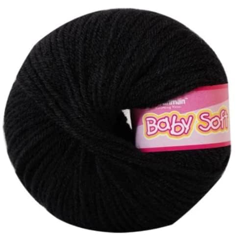Image of Vardhman BabySoft Knitting Yarn | 100% Acrylic Wool | 4 Ply | Thin Knitting & Crocheting Hook Thread & Lightweight | Special Baby Wool | 150 Grams (6 Balls of 25g) | Machine Washable | Ideal for Blankets, Hats, Booties Ultra-Soft for Baby Sweaters, Blankets, Caps, Socks, Soft toys, Art & craft (Black 21 + Cream 42)