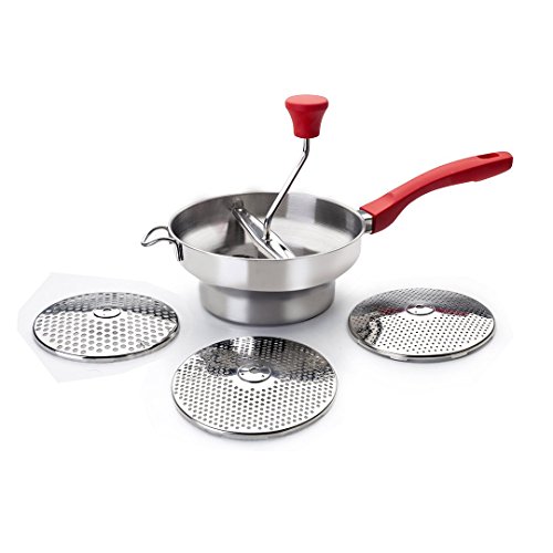 Ibili PASAPURES Luxe 3 Discos 20 CM, Stainless Steel, Acero Inoxidable