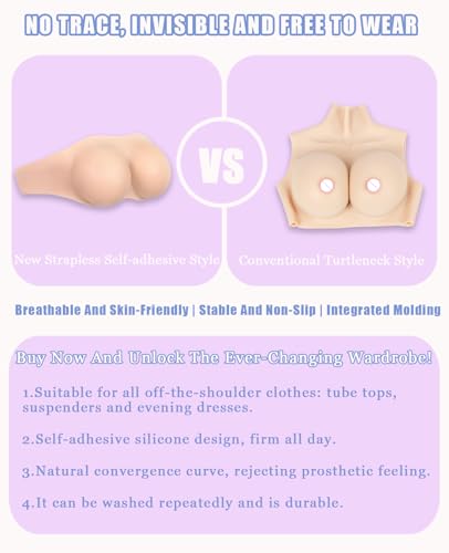 Image of Silicone Breast Plate Strapless Fake Boobs Silicone Breast Forms False Breasts For Crossdresser Drag Cosplay
